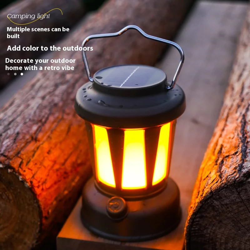 Tragbare Solar Camping Laterne führte kalt und warm Dimmen 3 Beleuchtungs modi Camp Licht Outdoor Wandern Klettern Camping Zelt Lampe Image