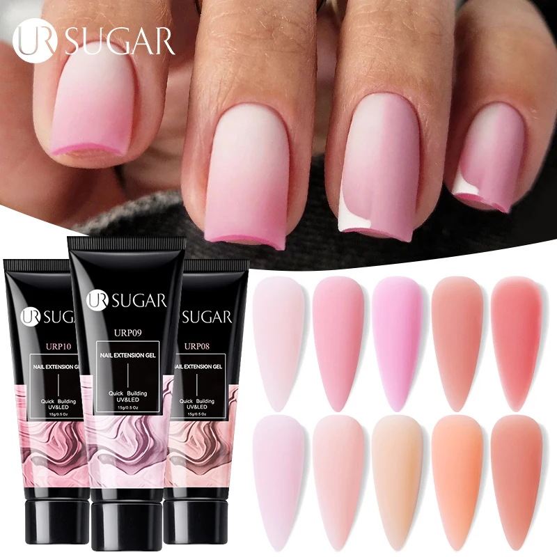 UR SUGAR 15 ml Quick Nail Extension Gel Nude Pink Milky White Color Gel Nagellack Semi Permanent Lack UV LED Gel Soak Off Image