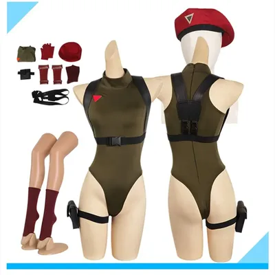 Kämpfer Fantasy Cammy Cosplay Kostüm Erwachsene Frauen Overall Handschuhe Hut Fantasia Outfits Image