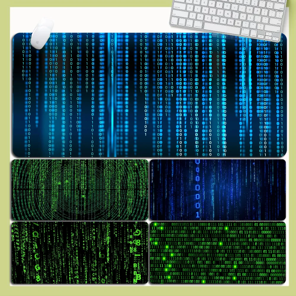Matrix Binärcode Boden matte 80x30cm xl Locke dge Büro Computer Schreibtisch Matte Tisch Tastatur große Mauspad Laptop Kissen rutsch fest Image