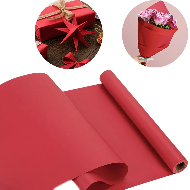 Weihnachts-Geschenk papier rote Geschenk papierrolle, einfarbiges Kunst-Kraft-Bastel papier für Hochzeit, Geburtstag, Blumenstrauß blume Image