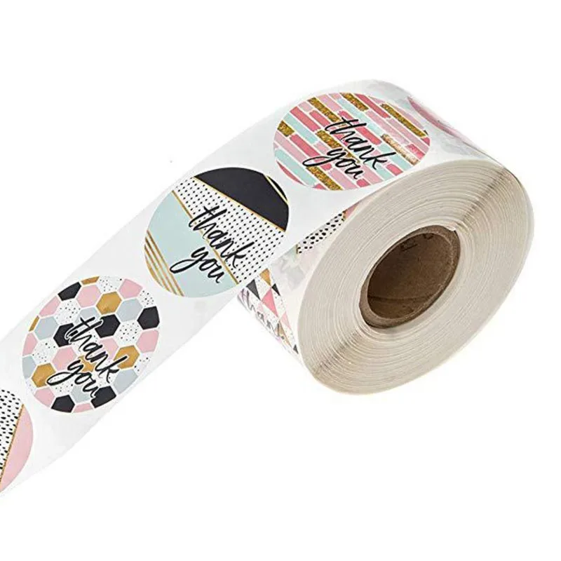 500 teile/paket Glanz Aufkleber rollen handgemacht mit Liebes etikett Handwerk Verpackung Geschenk Aufkleber Briefpapier Kraft papier 25mm Image