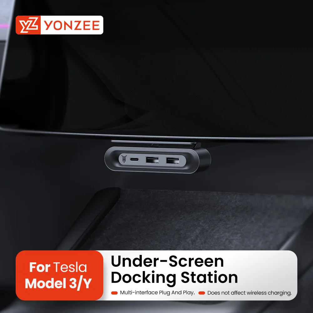 Yz für Tesla Modell 3 y 2013-2017 unter Navigations bildschirm USB Hub 4-Port Schnell ladegerät Smart Docking Station Adapter Power Shunt Image