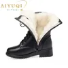 AIYUQI Damen-Winterschuhe, echtes Leder, Stiefel, Damen, große Größe 41 42 43, lässige Stiefeletten, rutschfeste Damen-Schneestiefel