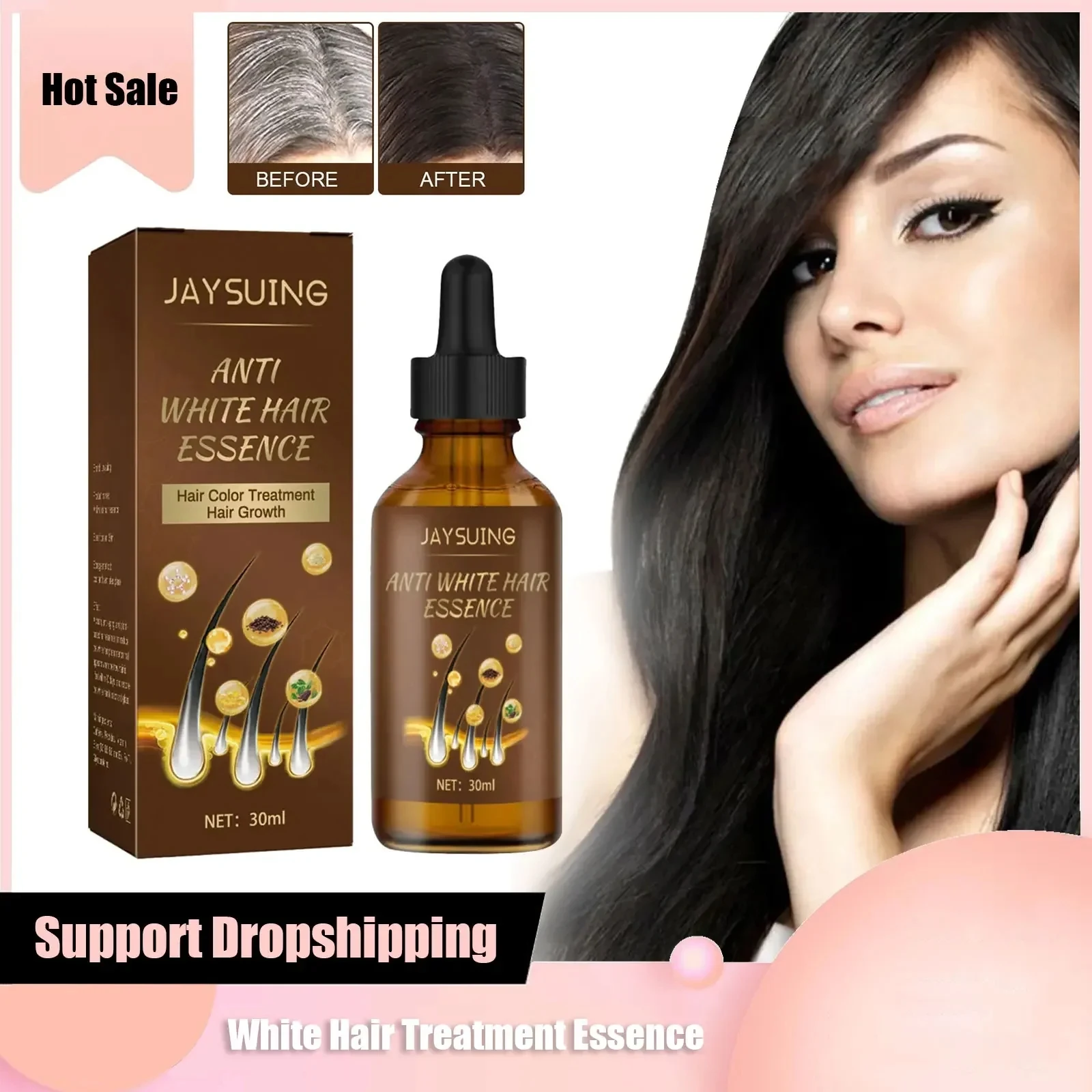 Anti-Grau-Haars erum pflegende Kopfhaut wiederherstellen Verdunkelung natürliche Farbe Reparatur Schaden Haare schwarz weiß Haar behandlung Essenz Image