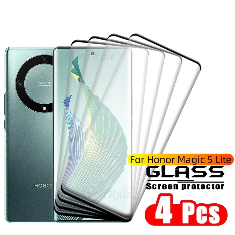 4PCS Für Honor Magic 5 Lite Glas Honor Magic 5 Lite Gehärtetes Glas 9H HD Voll gebogene Displayschutzfolie Huawei Honor Magic 5 Lite Image