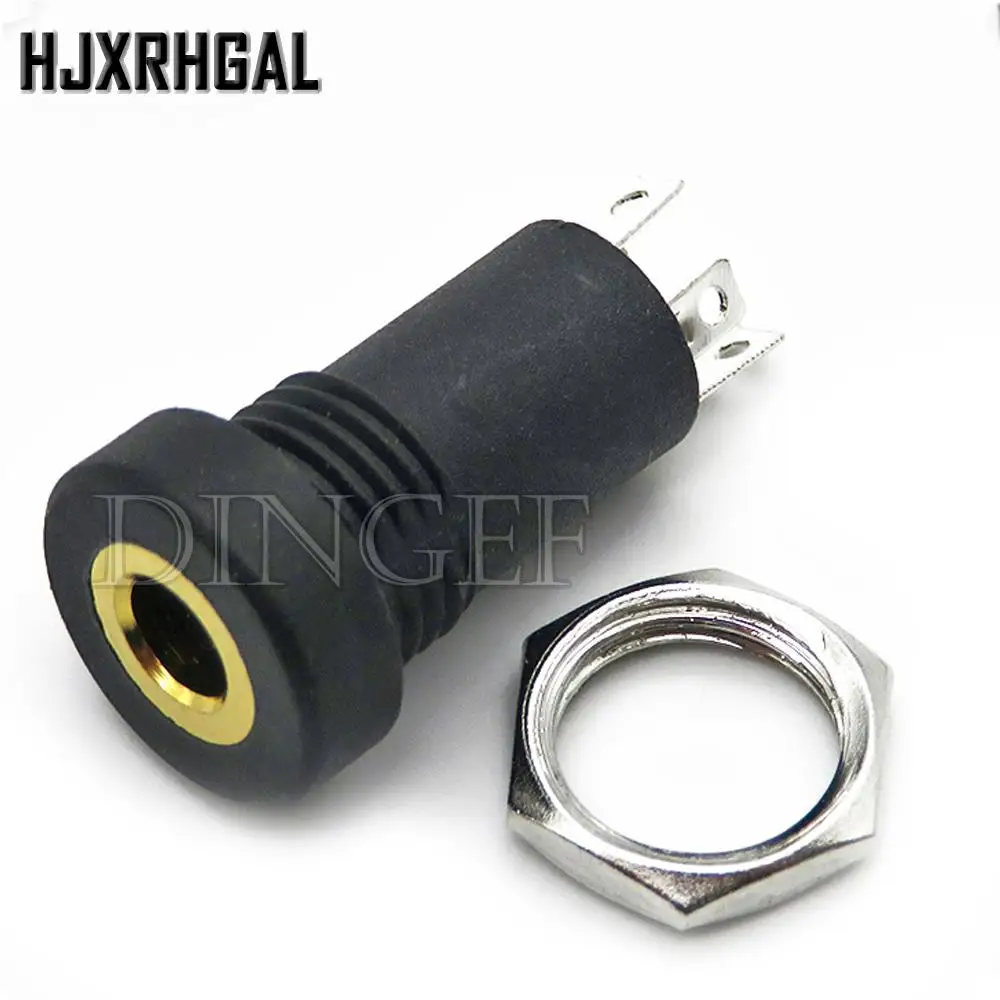 5 Stück/Los 3,5mm Audio-Buchse 4-polige schwarze Panel-Halterung vergoldet mit Muttern Kopfhörer buchse PJ-392A 3,5mm Kopfhörer Buchse 4pin Image