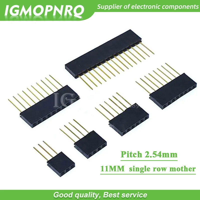 100 Stück verlängerte einreihige Mutter 1 * 2/3/4/6/8/10/15PIN 2,54 mm Pitch Nadellänge 11 mm Stiftleiste lang Image