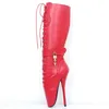 CACA 18 cm Absatz Damen Kniehohe Stiefel, Queen Stage Show Pole Dance Schuhe, Sexy Lock Long Botas, Leder, Benutzerdefinierte Farben, Weiß, Direktversand