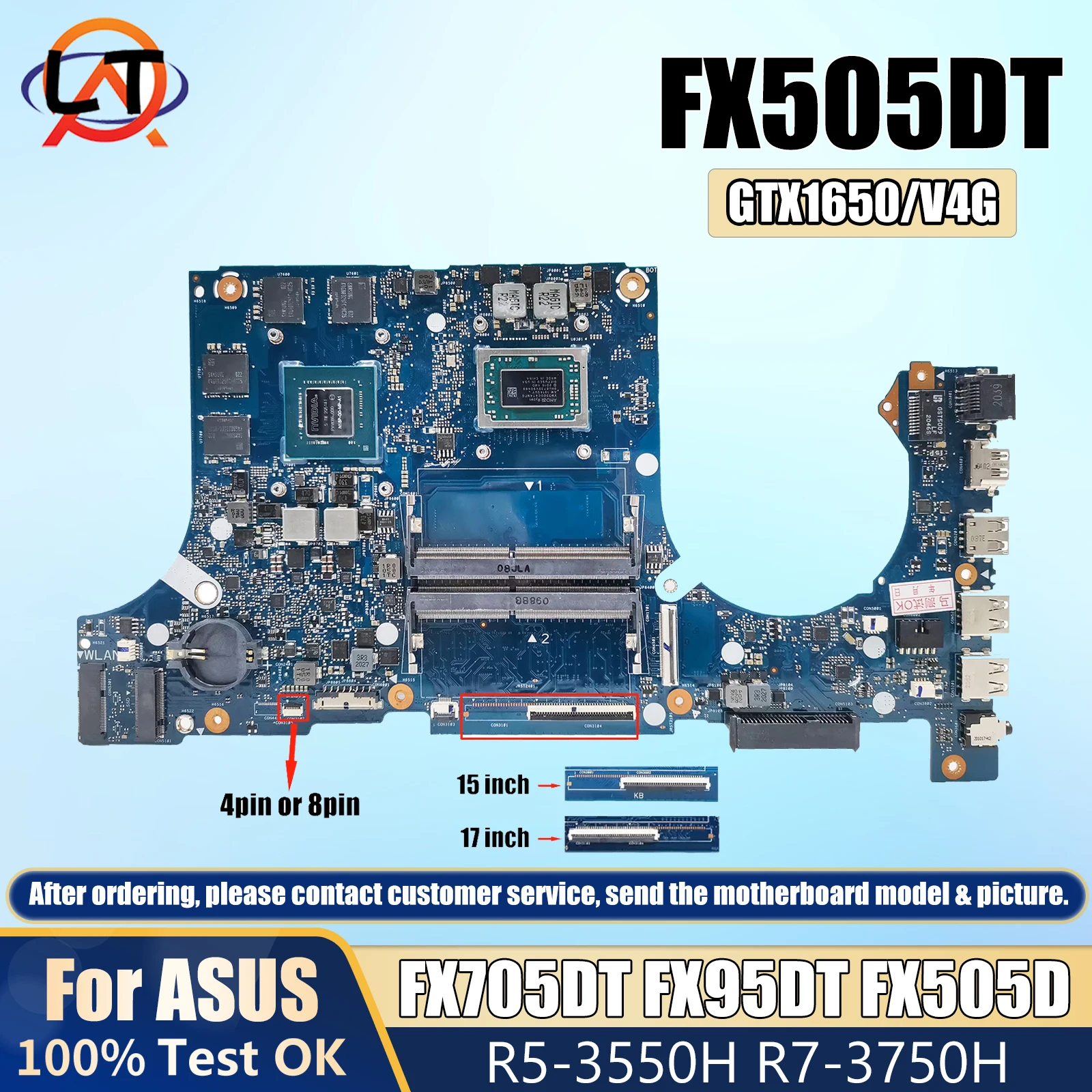 FX505DT/FX705DT mainboard For ASUS TUF Gaming Laptop Motherboard FX505DD FX95DT FX95D FX505D AMD R5 R7 CPU GTX1650-V4G DDR3 Image