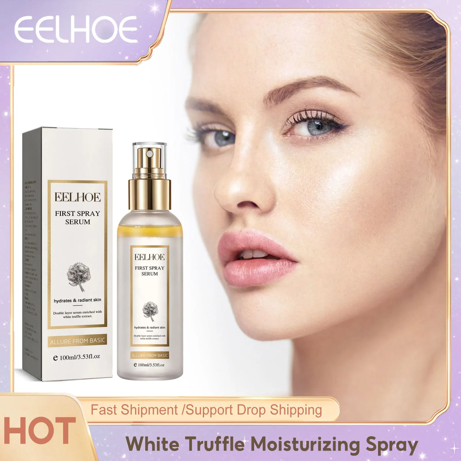 Gesichtsserum, weißes Trüffel-Feuchtigkeitsspray, verkleinert die Poren, feuchtigkeitsspendende Essenz, hautreparierendes, aufhellendes Hautpflegeprodukt, 100 ml Image