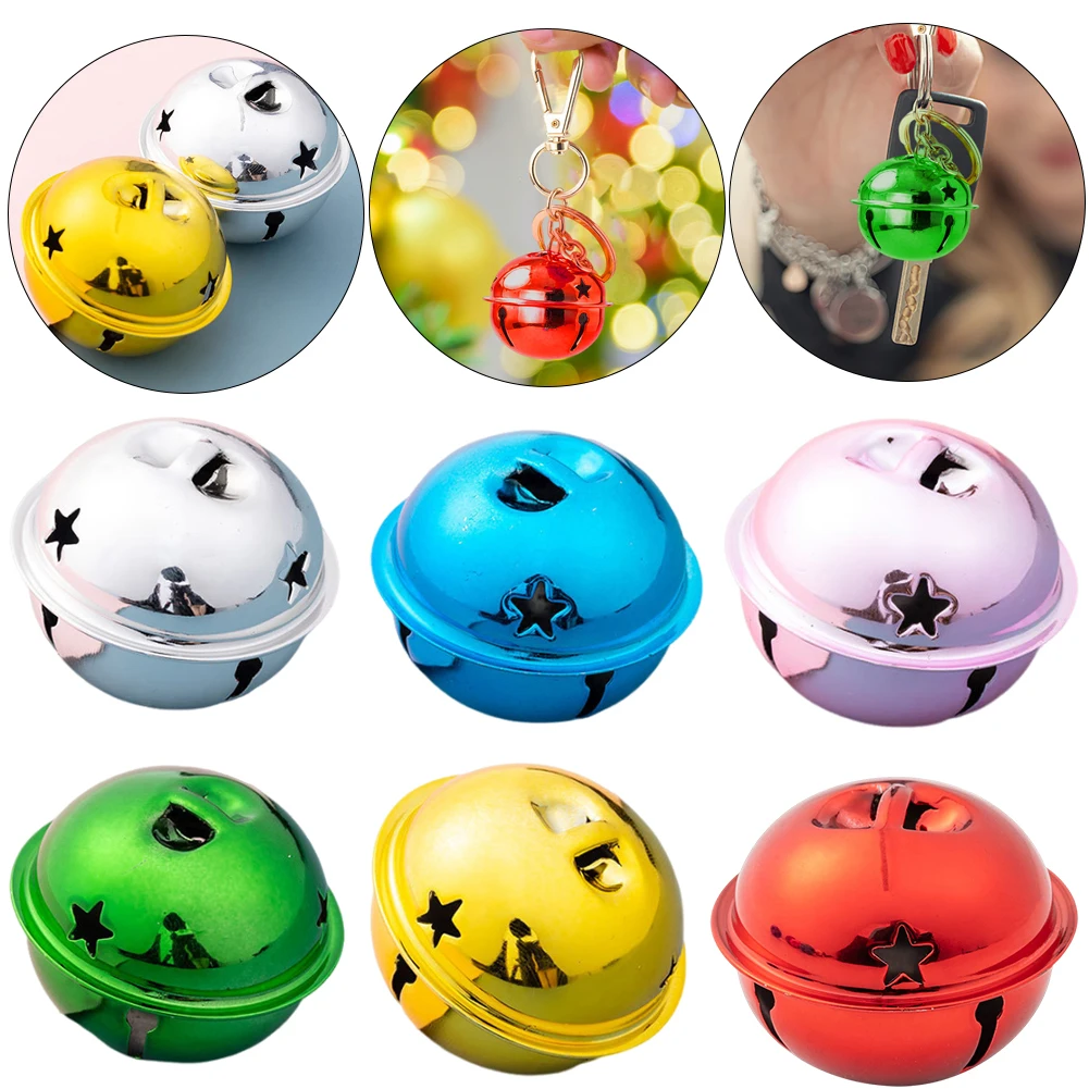 40mm bunte Jingle Glocken Weihnachts baum Anhänger Ornamente Dekor fünfzackige Stern Jingle Glocken Haustier Kragen handgemachte Accessoires Image