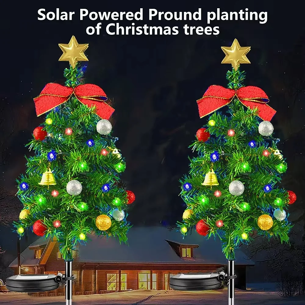 Weihnachtsbaum-Solarleuchten für den Außenbereich, wasserdicht, LED, für Garten, Weg, Rasen, Landschaft, festliche dekorative Bodenleuchten, Weihnachtsdekoration