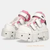 Tanks ohle weiß rosa Damen stiefel neue runde Zehen Street Punk Rock Pumps Hook & Loop Mode Frauen Sport und Freizeit schuhe