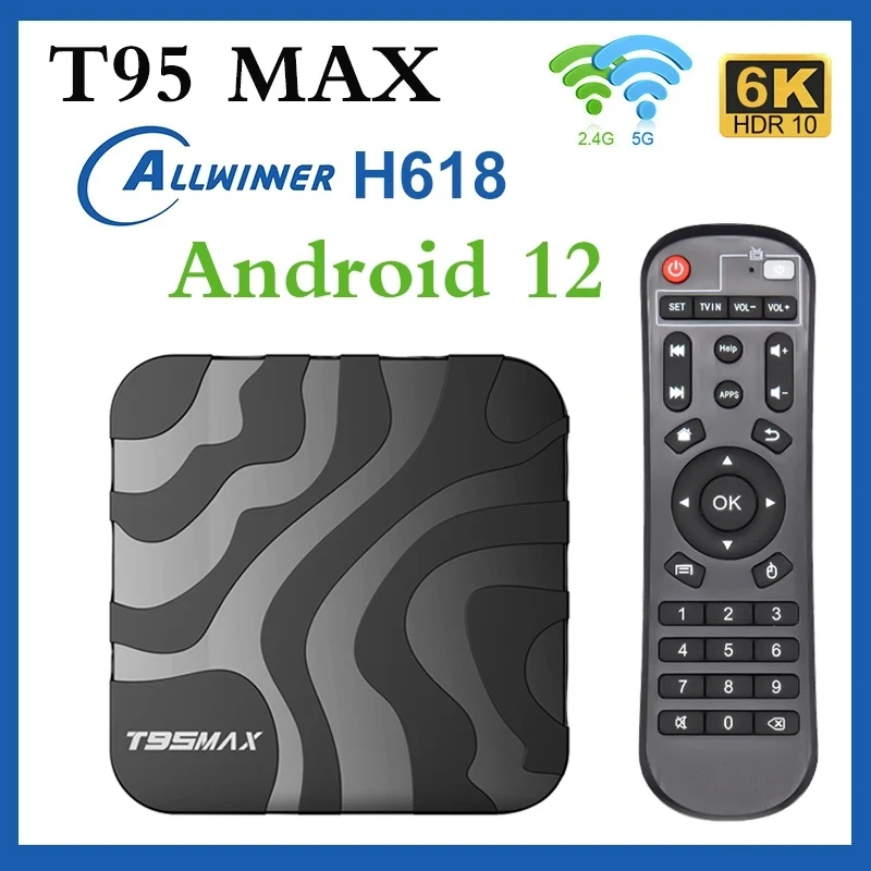 TV Box T95 Max Android 12 8GB 128GB H618 Set Top Box Quad Core Dual Wifi 2,4G & 5G 6K Smart Google Sprachassistent Media Player Image
