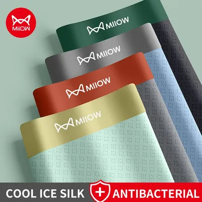 MiiOW 3Pcs Kühlen Eis Seide Männer Unterwäsche Boxer 7A Antibakterielle Schlüpfer der Männer Nahtlose Mesh Atmungsaktive Herren Unterhose mann Boxer Image