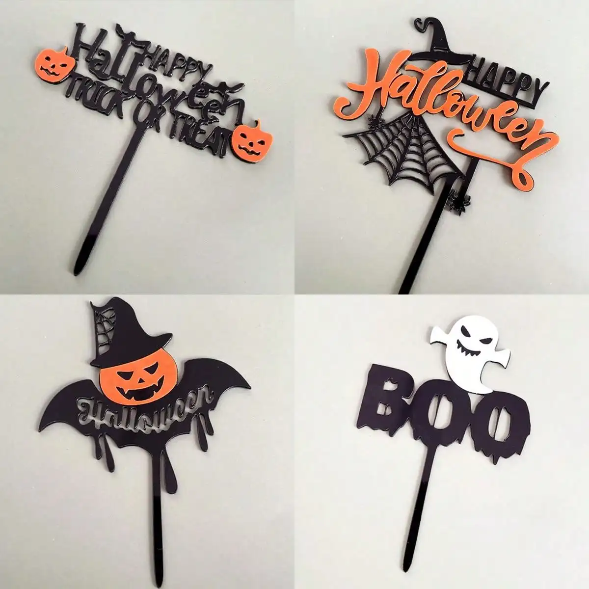 1pc glücklich Halloween Acryl Spinne Fledermaus Kürbis Geist Kuchen Topper Halloween Party Dessert Kuchen Back dekoration Image