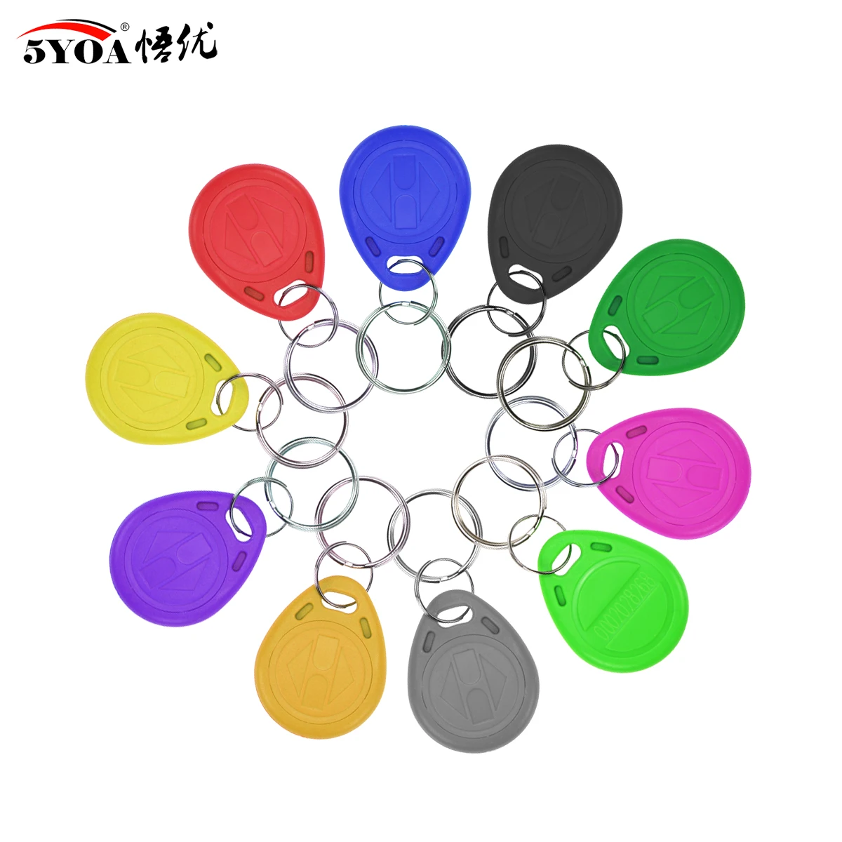 5YOA 10 Stück EM4305 T5577 Duplikator Abzeichen Kopie 125 kHz RFID Tag llavero Porta Chave Karte Schlüsselanhänger Token Ring Proximity Image
