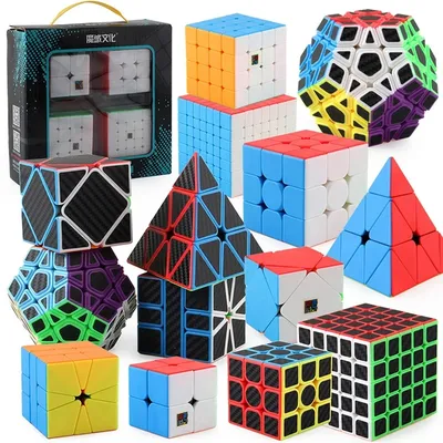 Moyu Würfel Geschenk box 2x2 3x3 4x4 5x5 Zauberwürfel sq-1 Geschwindigkeit Würfel Puzzle Spiel Würfel Kohle faser Aufkleber Cubo Geschenk Geschenk für Kinder Image