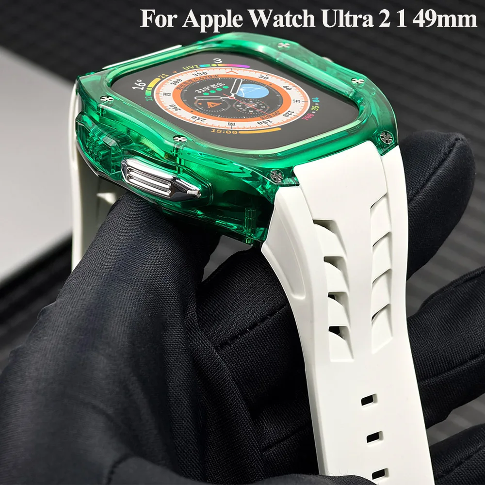 Modifikation skit Sport gummiband für Apple Watch Ultra2 49mm klares Gehäuse Gummi Correa für iwatch 9 49mm Armband Zubehör Image