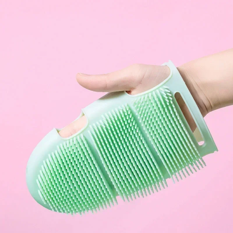 Bade bürste japanische schöne Windbad Silikon Massage Haustier Bade bürste Cutin entfernen Handschuhe Silikon Körper bürste Image