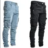Neue Herren High Street Slim Fit Stretch Jeans Mode Multi Pocket Cargo Jeans hose elastische Jogging Hip Hop Hose plus Größe