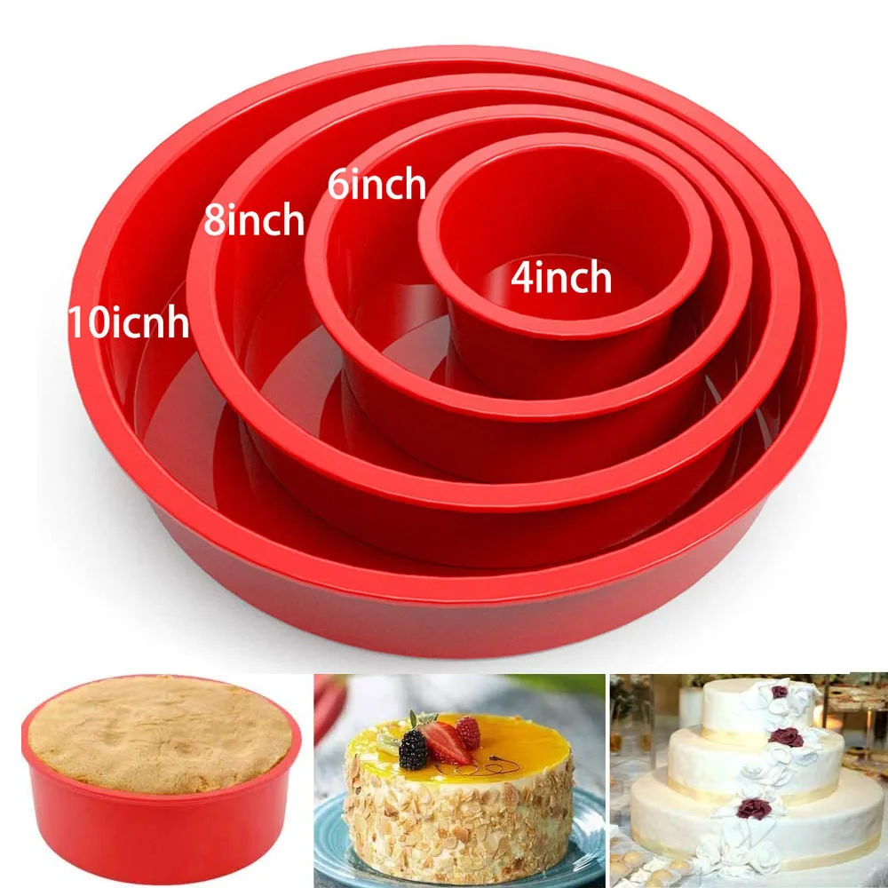 4 5 6 7 8 10 Zoll runde Kuchenform Silikonformen für Kuchen Antihaft-Kuchenform Backformen Gebäckform Image