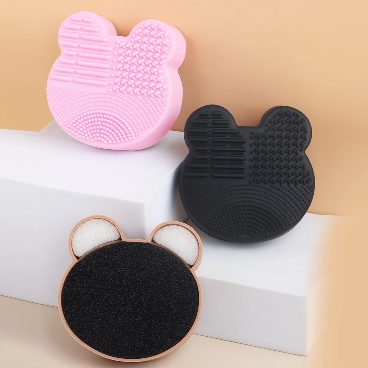 Make-up Pinsel Reinigungs werkzeug, 1 stücke Silikon niedlichen tragbaren Bären geformte Reinigung Make-up Pinsel Reiniger für Make-up Rückstände verhindern Image