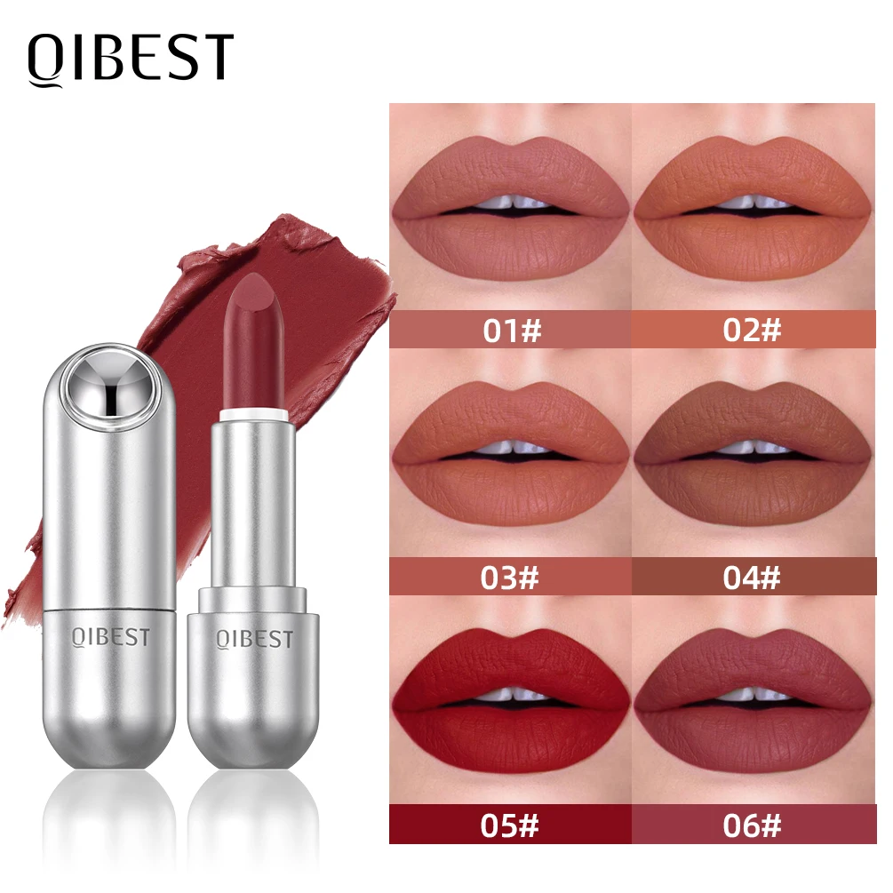 Qibest Marke profession elle Lippen Make-up wasserdicht matt sexy rot Pigment Lippenstift lang anhaltende Lippen Fleck Tönung Lippen Make-up Schönheit