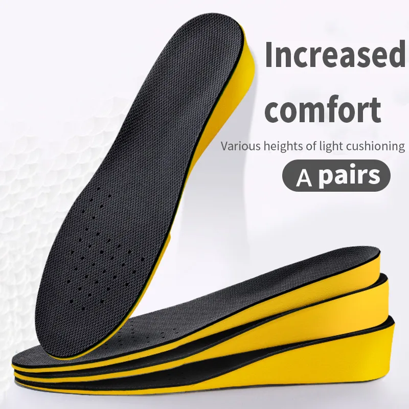 Unsichtbare Einlegesohlen zur Erhöhung der Höhe für Damen und Herren, Fersenlift, gelbe Schuhe, Sohlenpolster, atmungsaktiv, Stoßdämpfung, Fußpflegekissen Image