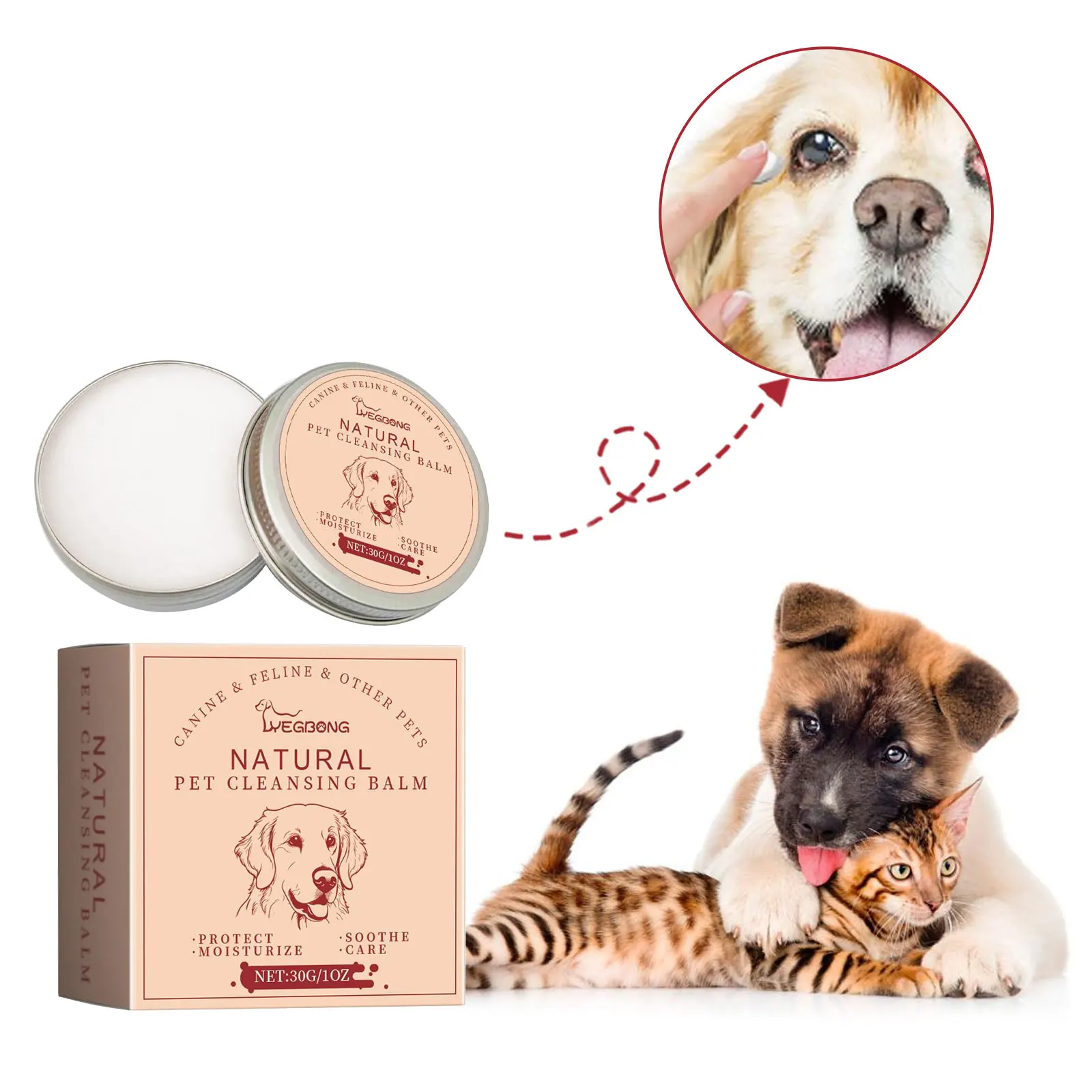 30g Pet Eye Cleaner Creme Natürliche Tränenfleckenentferner Sanfte Augenfleckenreinigung Repel Trockenfleckenbildung Hund Katze Tränenreiniger Salbe Image