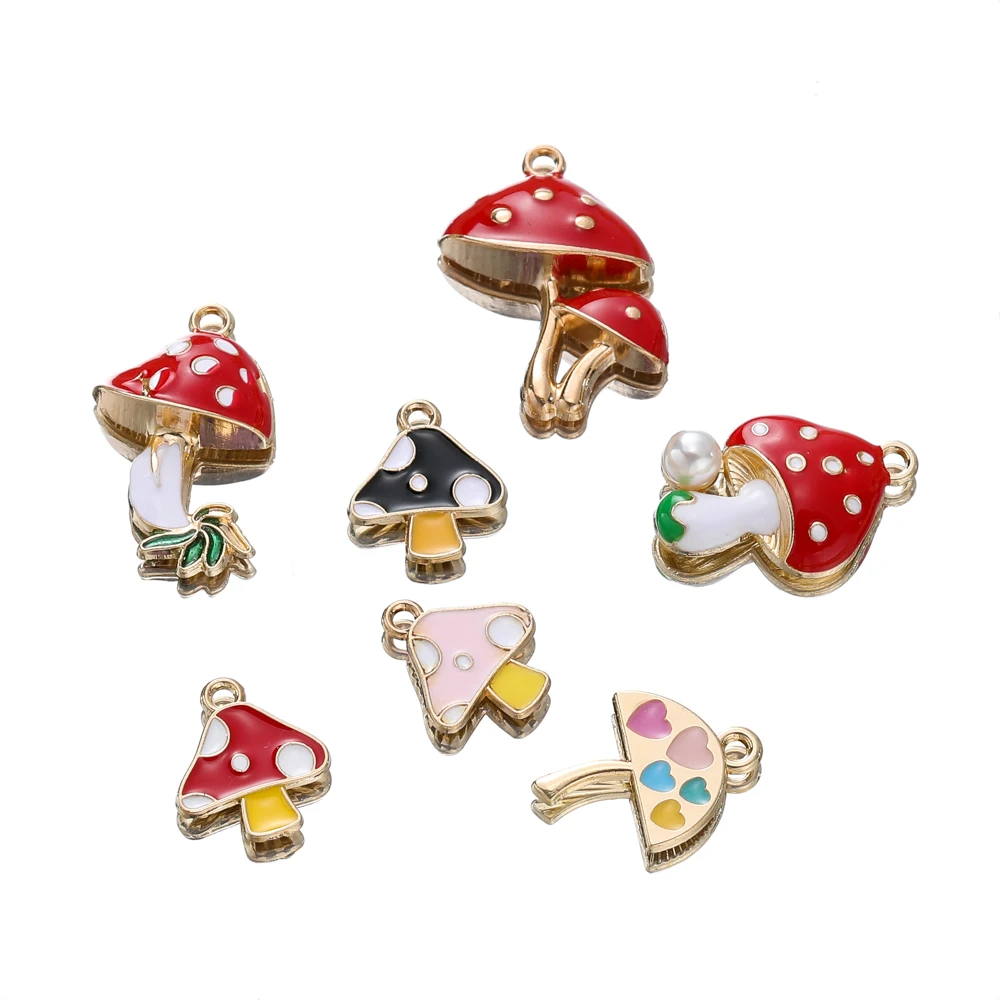 10 teile/los Mixed Emaille Pilz Charms Anhänger für DIY Schmuck Machen Ohrring Armband Halskette Finden Handwerk Zubehör Image