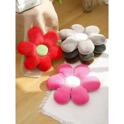 Mehrfarbiges, blumenförmiges Dekokissen, Sitzgelegenheiten, sechs Blütenblätter, Plüsch-Überwurfkissen, Bodenkissen, Heimdekoration, Kunst, Wohnzimmer Image