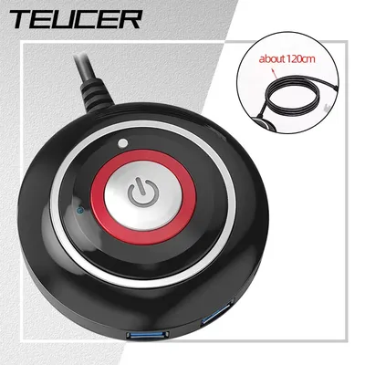 Teucer Desktop Computer Power Switch Button With Dual USB Audio PC Host External Start Button Paste