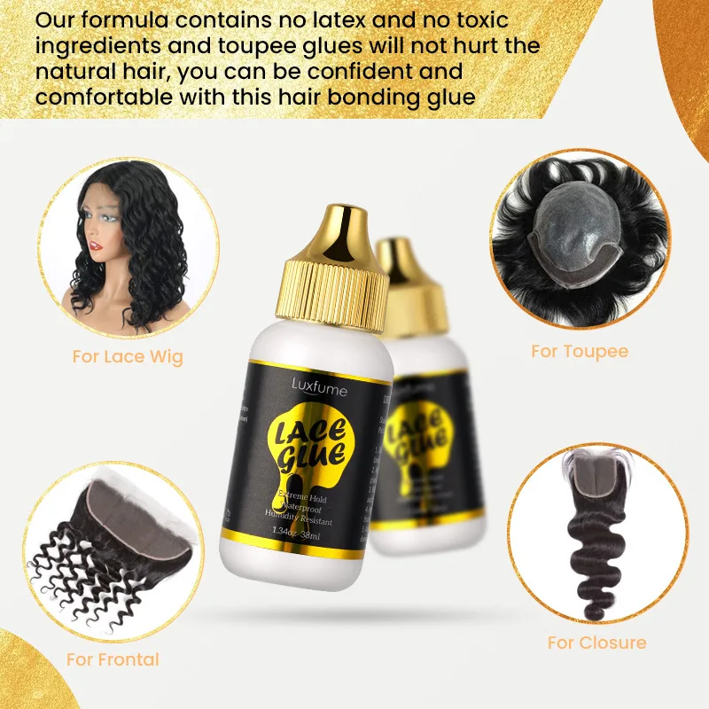1,34 Unzen 38 ml Haarersatzkleber für Spitzenperücken und Perückenkleberentferner 1 Unze 30 ml kombinieren für Haarverlängerungen mit Spitzenfrontperücken Image