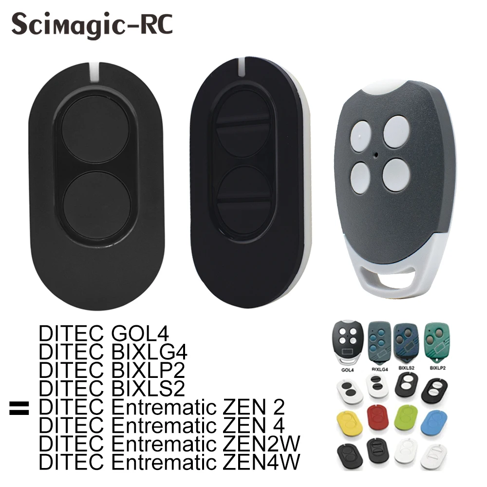 Ditec entrematic zen 2 / zen 4 Schwarz 2/4 Tasten 433MHz Rolling Code Garagentorfernbedienung kompatibel mit GOL4 Image
