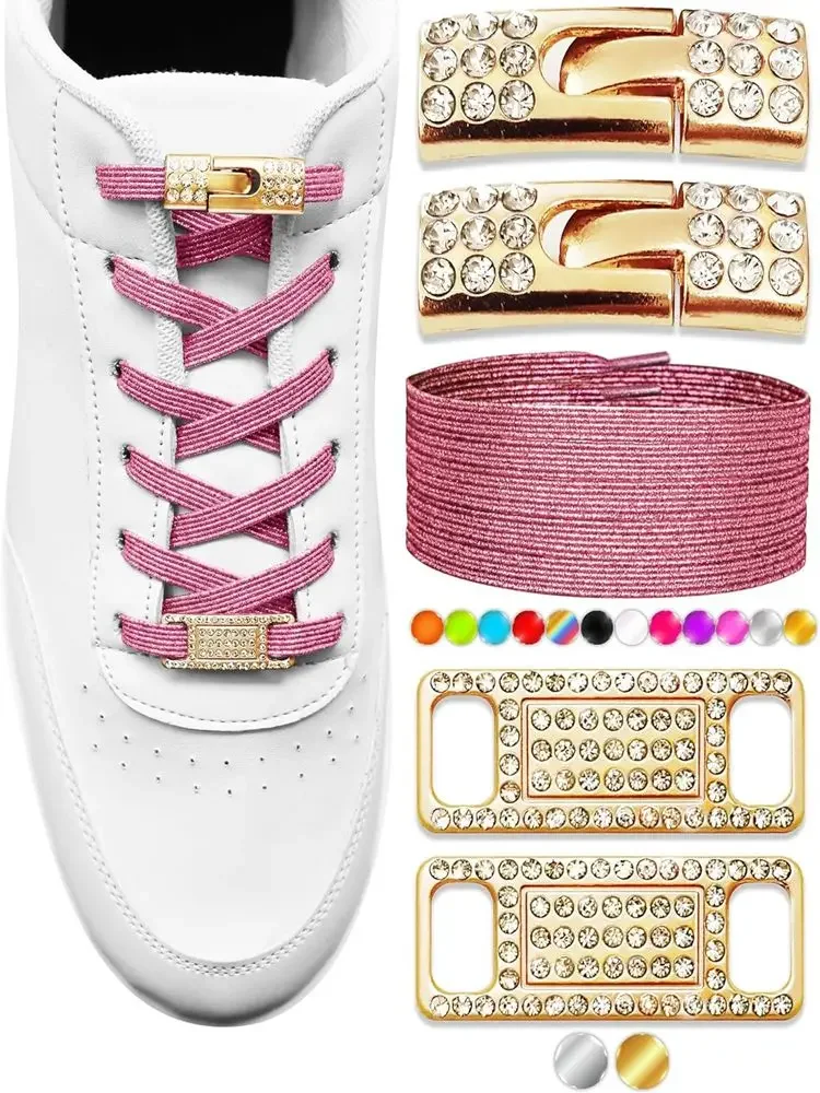 Elastische Schnürsenkel ohne Krawatte Bling Diamond Cross Locks Schnürsenkel Charms für Damen Sneakers Luxus Smart Schnalle af1 Metall Schnürsenkel Image