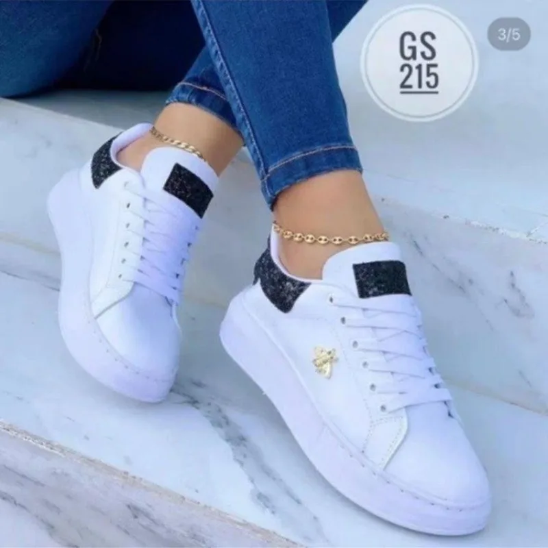 Frauen Freizeit schuhe Mode Schmetterling Dekor Leder Schnürung Rundkopf Turnschuhe Plattform Damen vulkan isierte Schuhe Damenschuhe