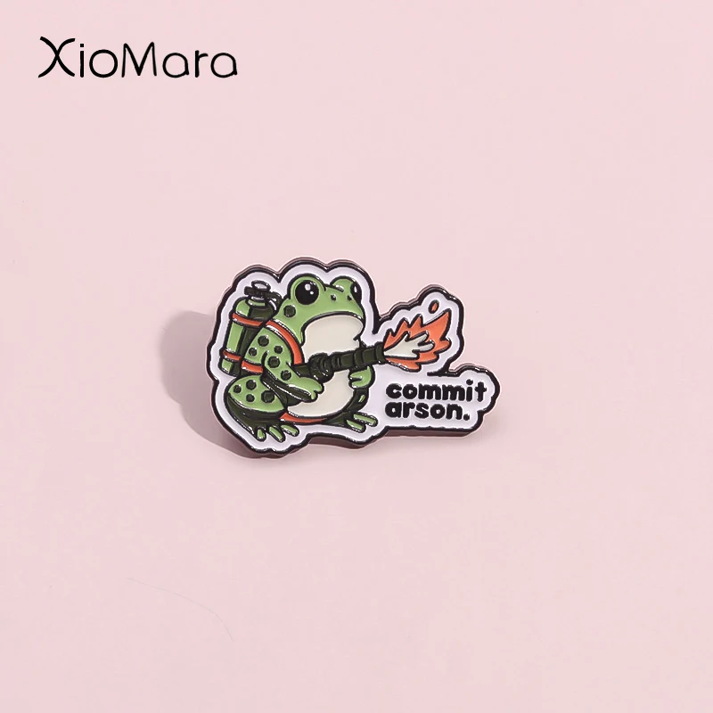 Frosch Feuerwehr mann Feuerlöscher Emaille Pin kreativ begehen Brands tiftung Brosche Revers Abzeichen Cartoon Tiers chmuck Geschenk für Freunde Image