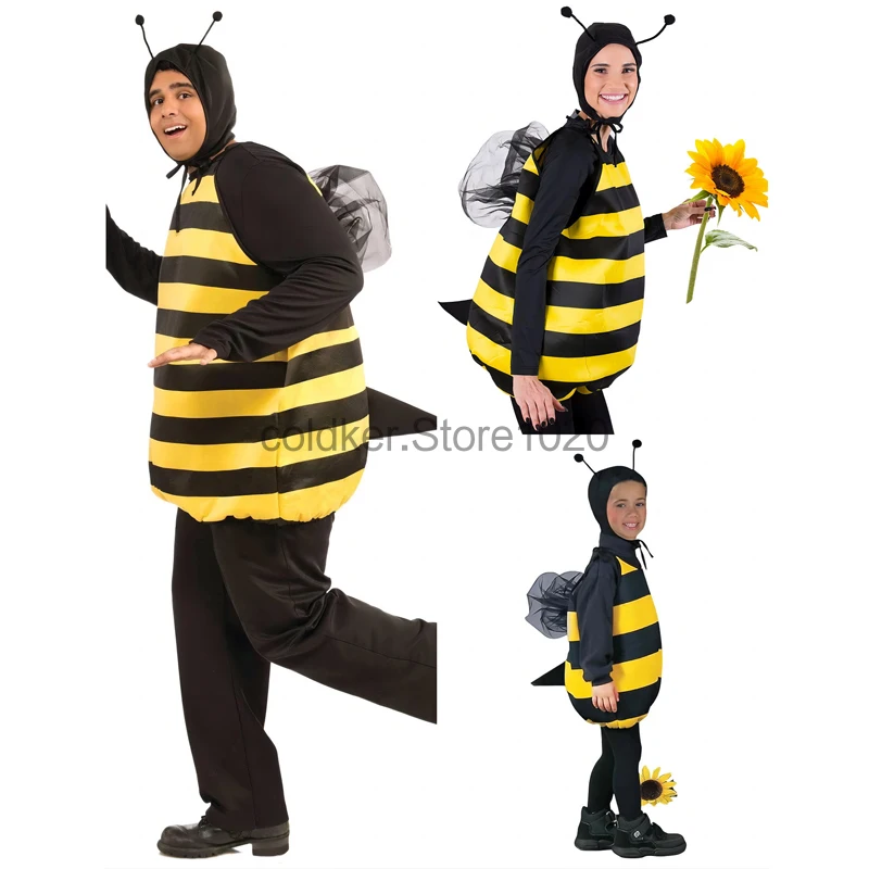 2024 Familie Tierkostüme für Männer Frauen Halloween Fancy Bee Cosplay Outfits Erwachsene Kinder Hummel Cosplay Dress Up Image