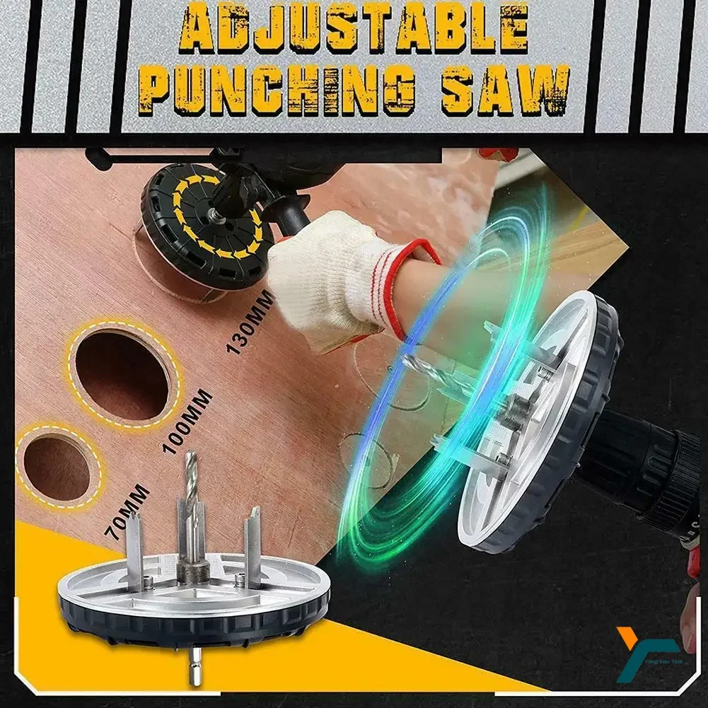 45-130mm Einstellbare Stanzen Säge Bohrer Säge Loch Opener Holz Kunststoff Schneiden Für Bohrmaschine Akkuschrauber Holz werkzeug Image