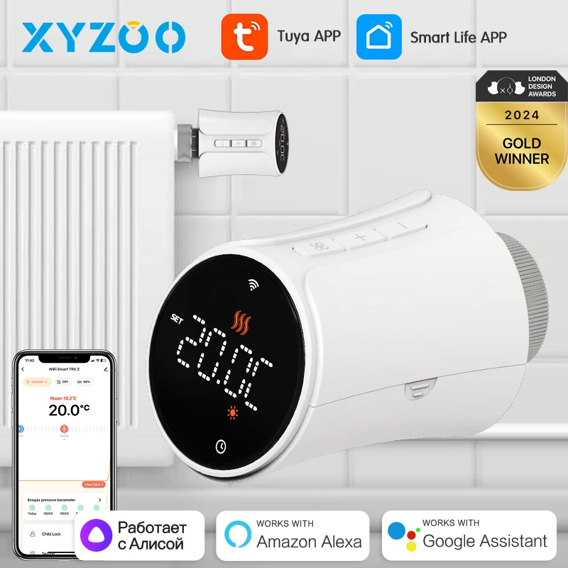 Tuya wifi kühler thermostat ventil smart home heizung trv app fernbedienung thermo regulator sprach steuerung alexa google home alice Image