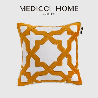 Medicci Hause Geometrische Kissen Abdeckung Amerikanischen Stil Gold-Cut Samt Patchwork Bestickte Image