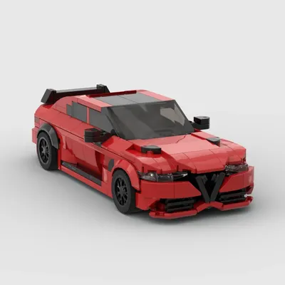 MOC Alfas Romeos Giulia GTAm Sport Auto Bausteine Super Speed Racing Fahrzeug Ziegel Garage Ziegel Image