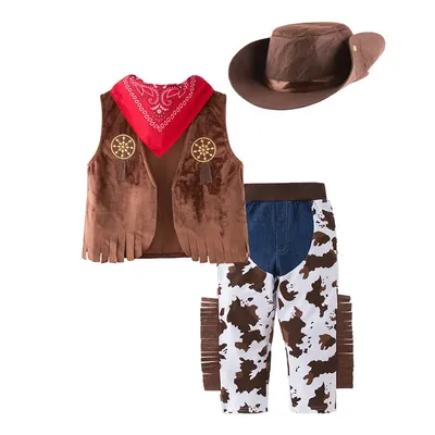 Cowboy Kostüm für Baby Kleinkind Kinder Kind Jungen Cowboyhut Deluxe Set für Kinder Purim Halloween Image