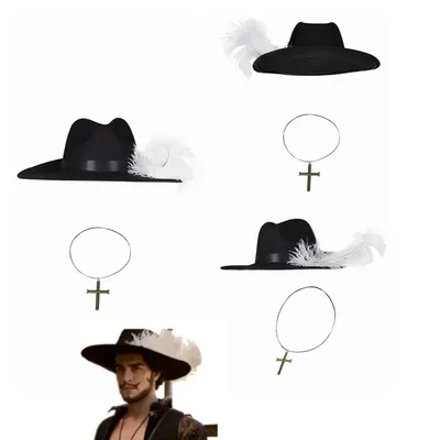 Dracule Mihawk Cosplay Kostüm Outfits Erwachsene Männer Mütze Hüte Halskette Set Halloween Karneval Image