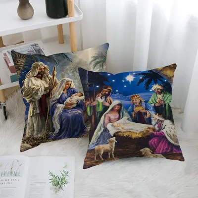 Jesus-Serie, wasserdichter Kissenbezug aus Leinenmischung, Überwurf-Kissenbezug, Kissenbezug für Wohnzimmer, ohne Kisseneinsatz Image
