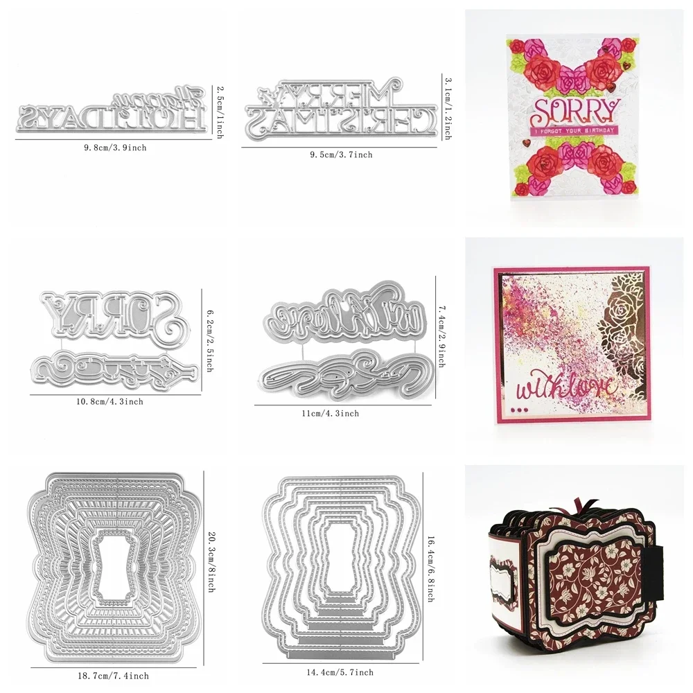 Frohe Weihnachten Wörter Grenze Metalls ch neiden stirbt komplexe Beilage Broschüre für DIY Scrap booking Papier Karte Album Handwerk Projekt Image