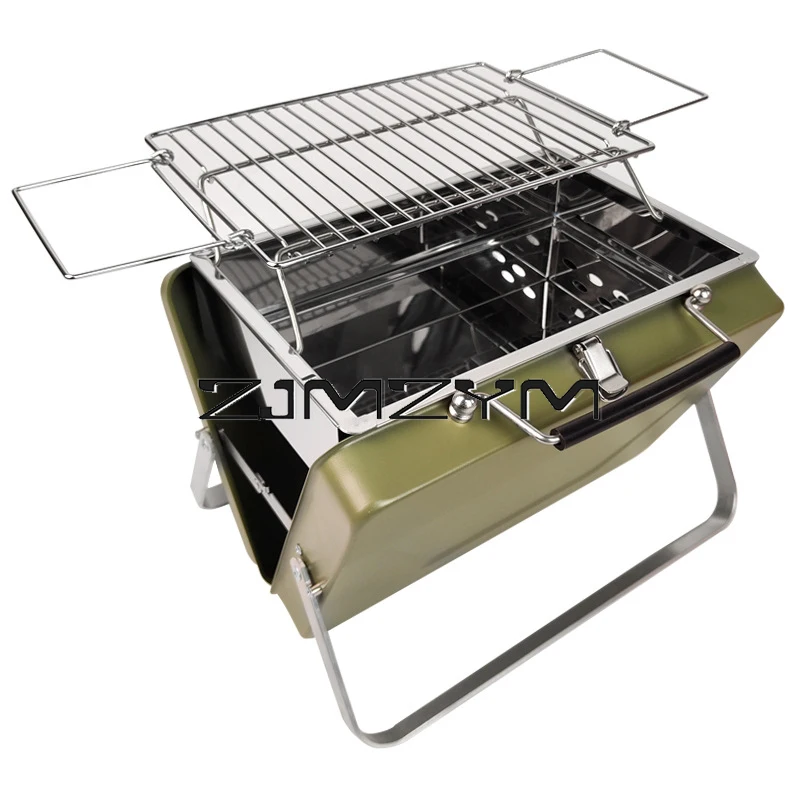 Faltbarer Barbecue-Grill, höhenverstellbare Maschen, BBQ-Grill, Zuhause, Camping, Picknick, Herd, Bratpfanne, leichter Handkohlgrill Image