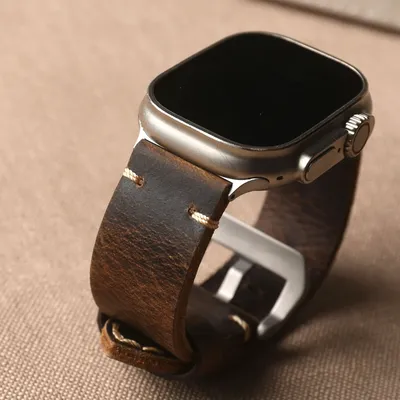 Handgefertigtes Kopfschicht-Rindslederarmband für iWatch Apple Watch ultra2 49MM 45mm 44mm 42mm 45mm Image